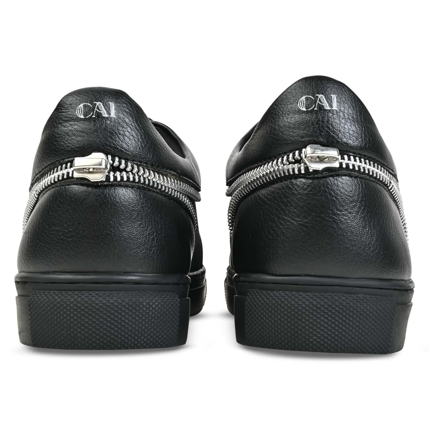 Zipper-Accent Sneakers- Black