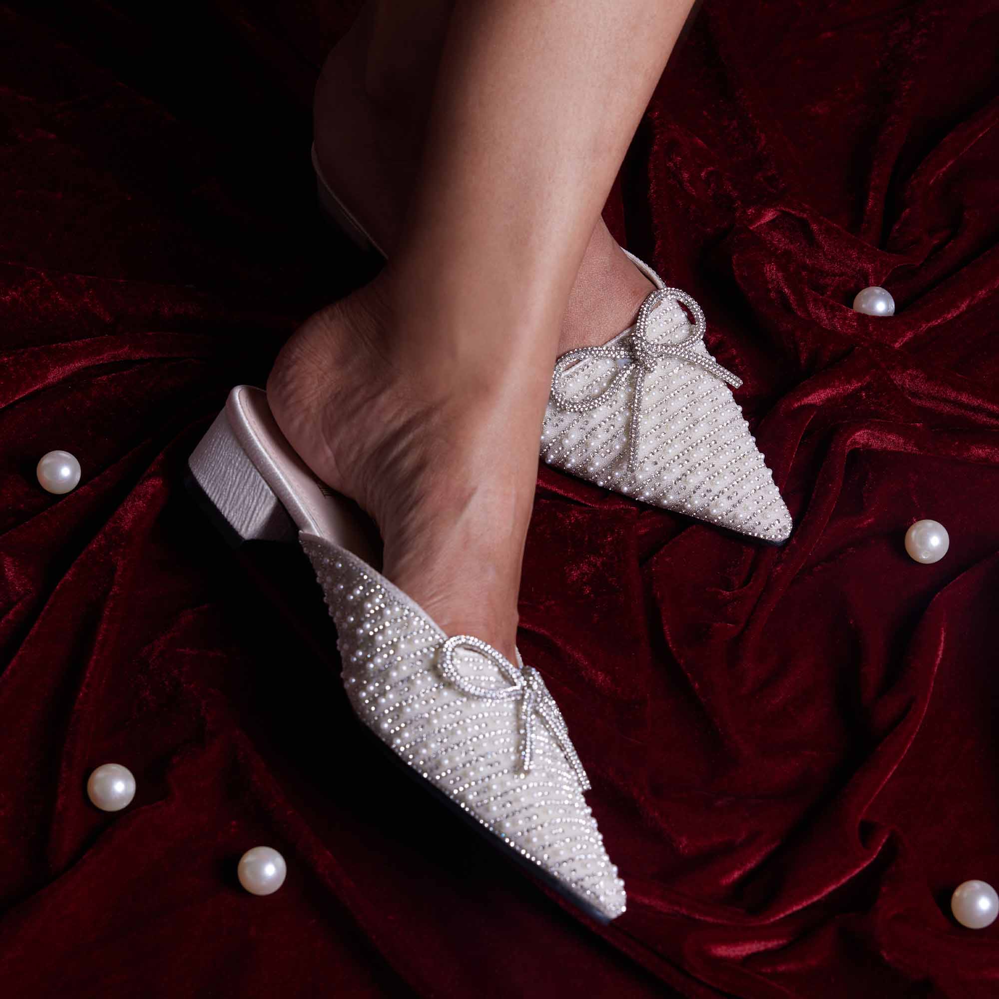 Pearly White Mule Heels The CAI Store