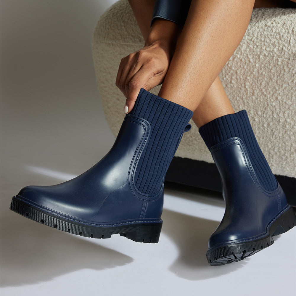 Navy Blue Wellington Boots - Main Image