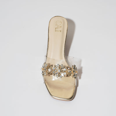 Clear Gold Embellished Heel