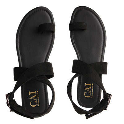 Black Toe Loop Sandals