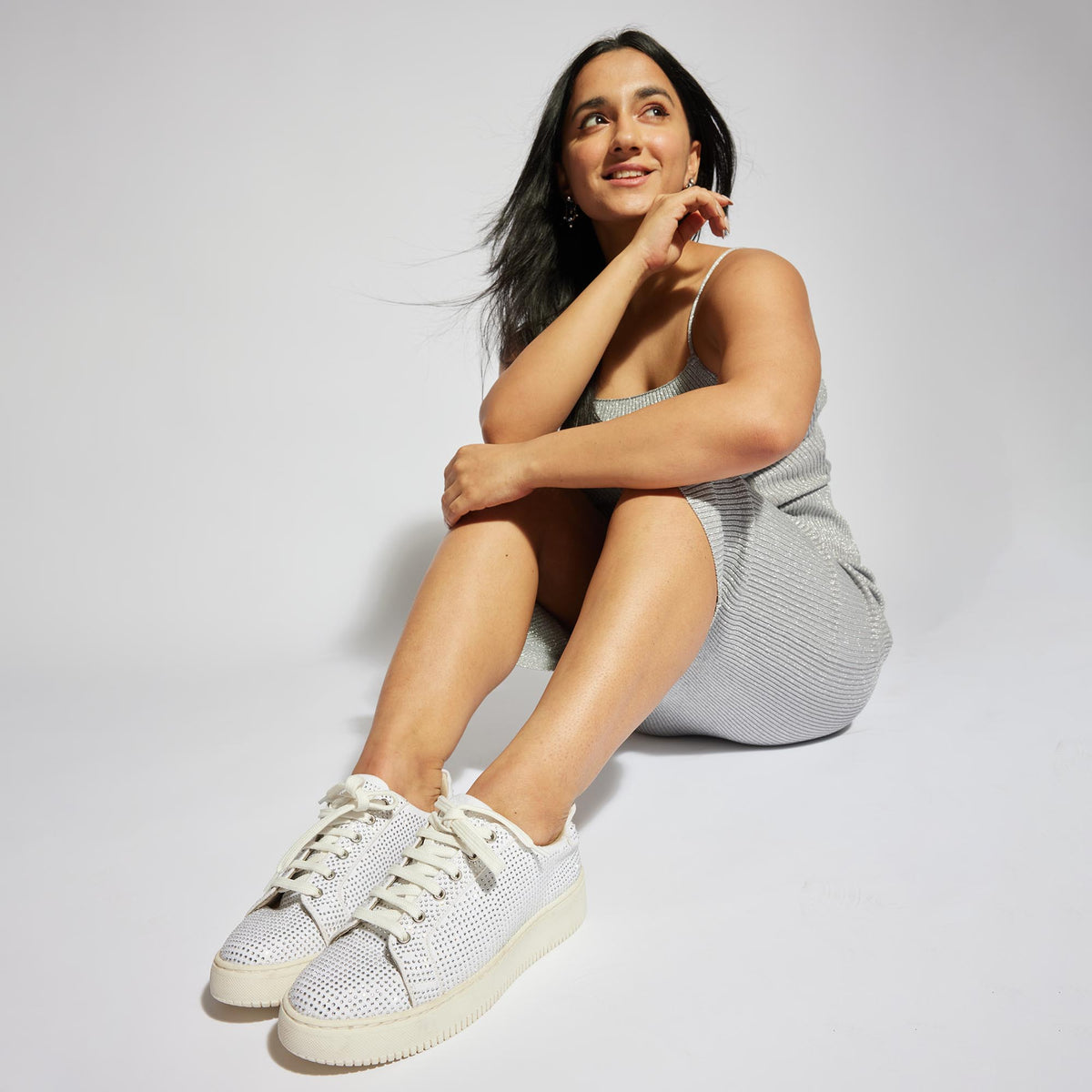Rhinestone Lowtop Sneakers- White