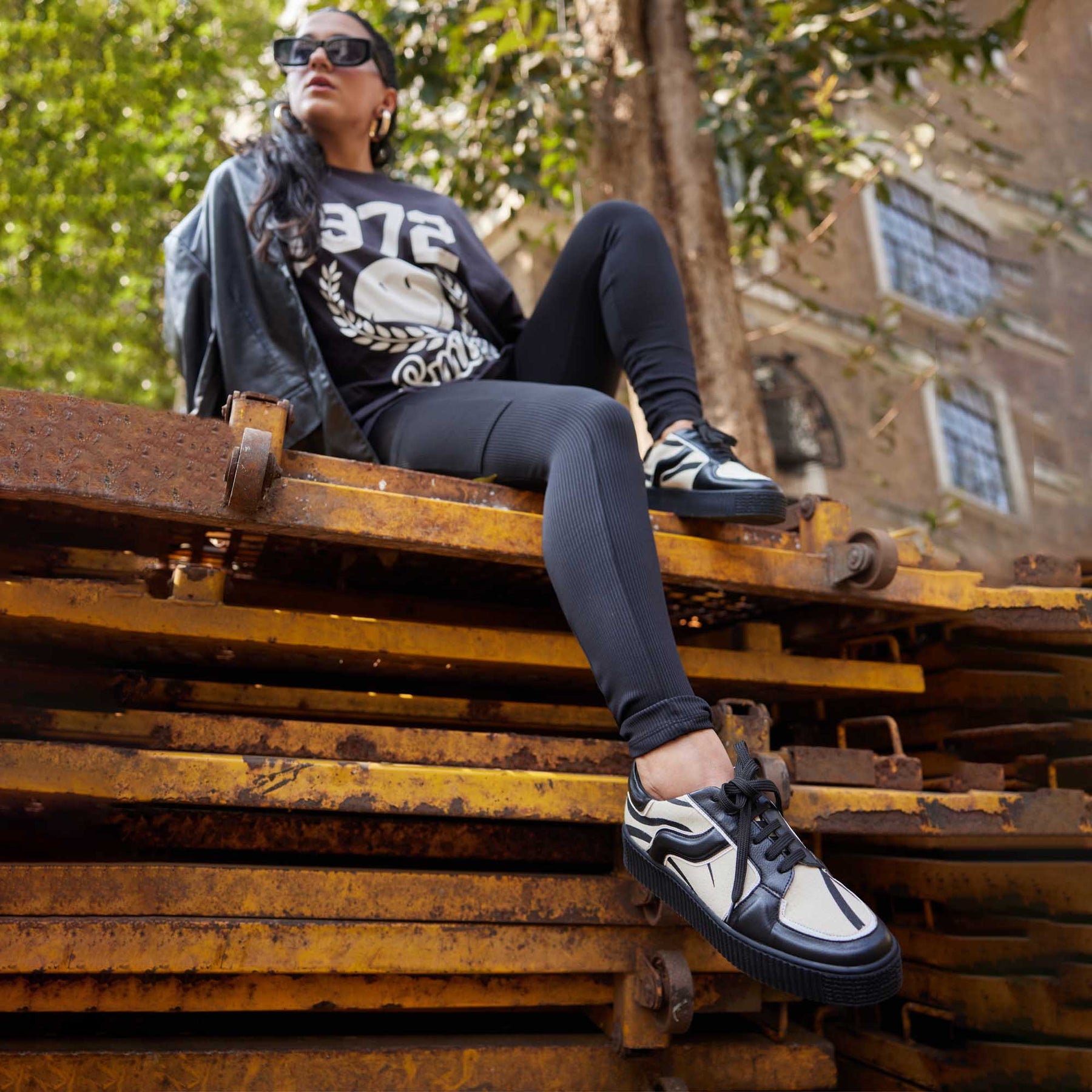 Striped Platform Sneakers - Black â The CAI Store