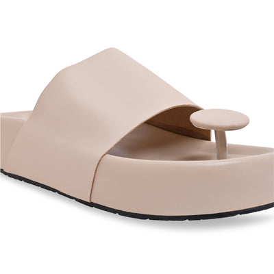 Bobble Head Cream Thong Platform