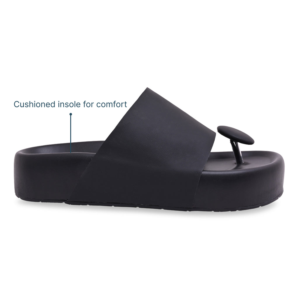 Bobble Head Black Thong Platform