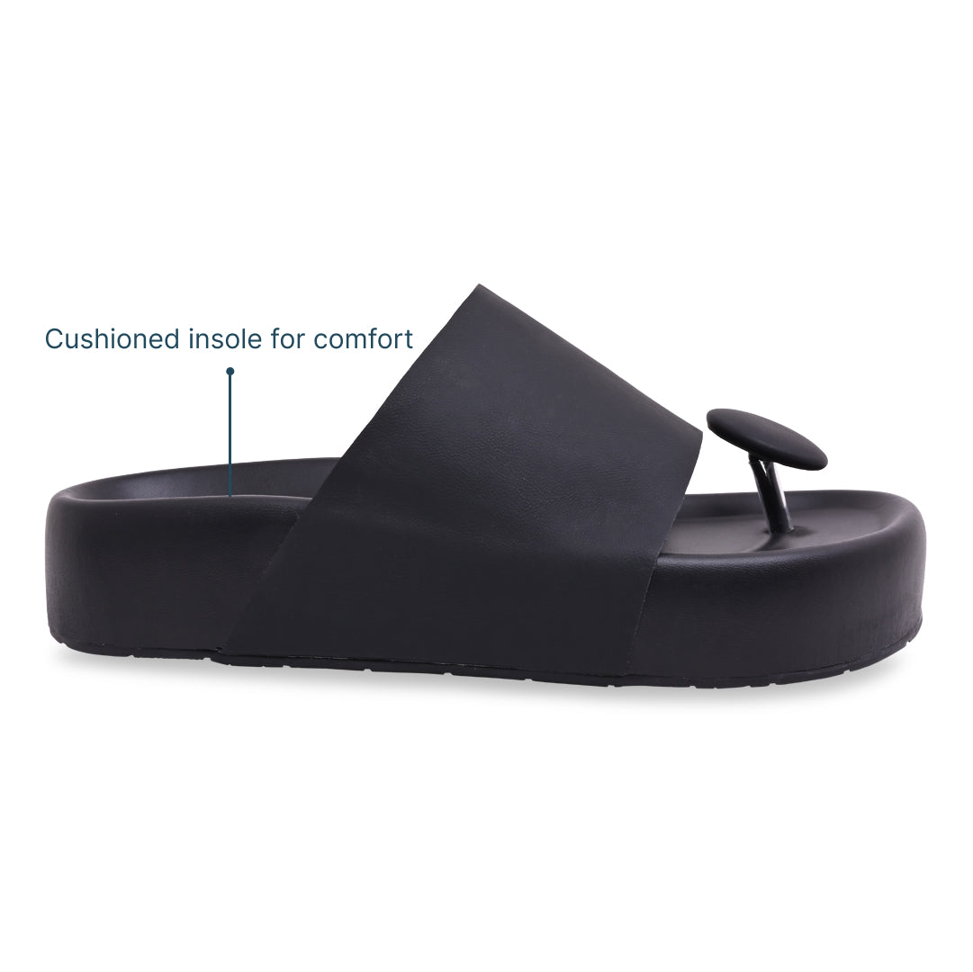 Bobble Head Black Thong Platform