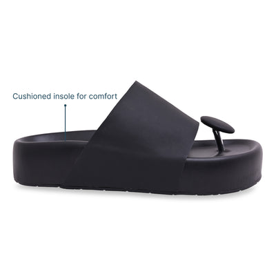 Bobble Head Black Thong Platform