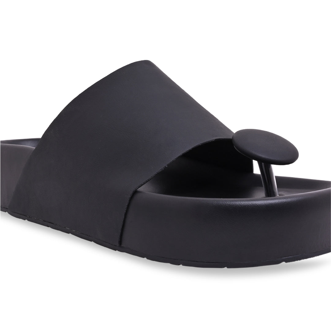 Bobble Head Black Thong Platform
