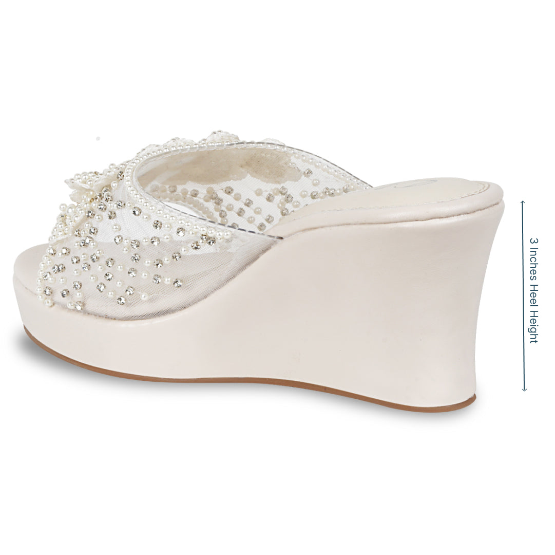 Pearly Floral Cream Wedges
