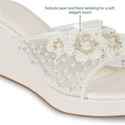 Pearly Floral Cream Wedges