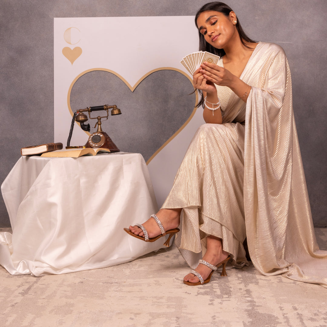 Diamond Lace Two Strap Tan Heel