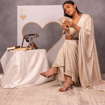 Diamond Lace Two Strap Tan Heel