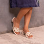 White Beaded Triangle Cream Heel