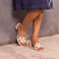 White Beaded Triangle Cream Heel