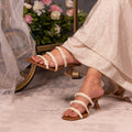 Pearly Eyelit Strapped Heels