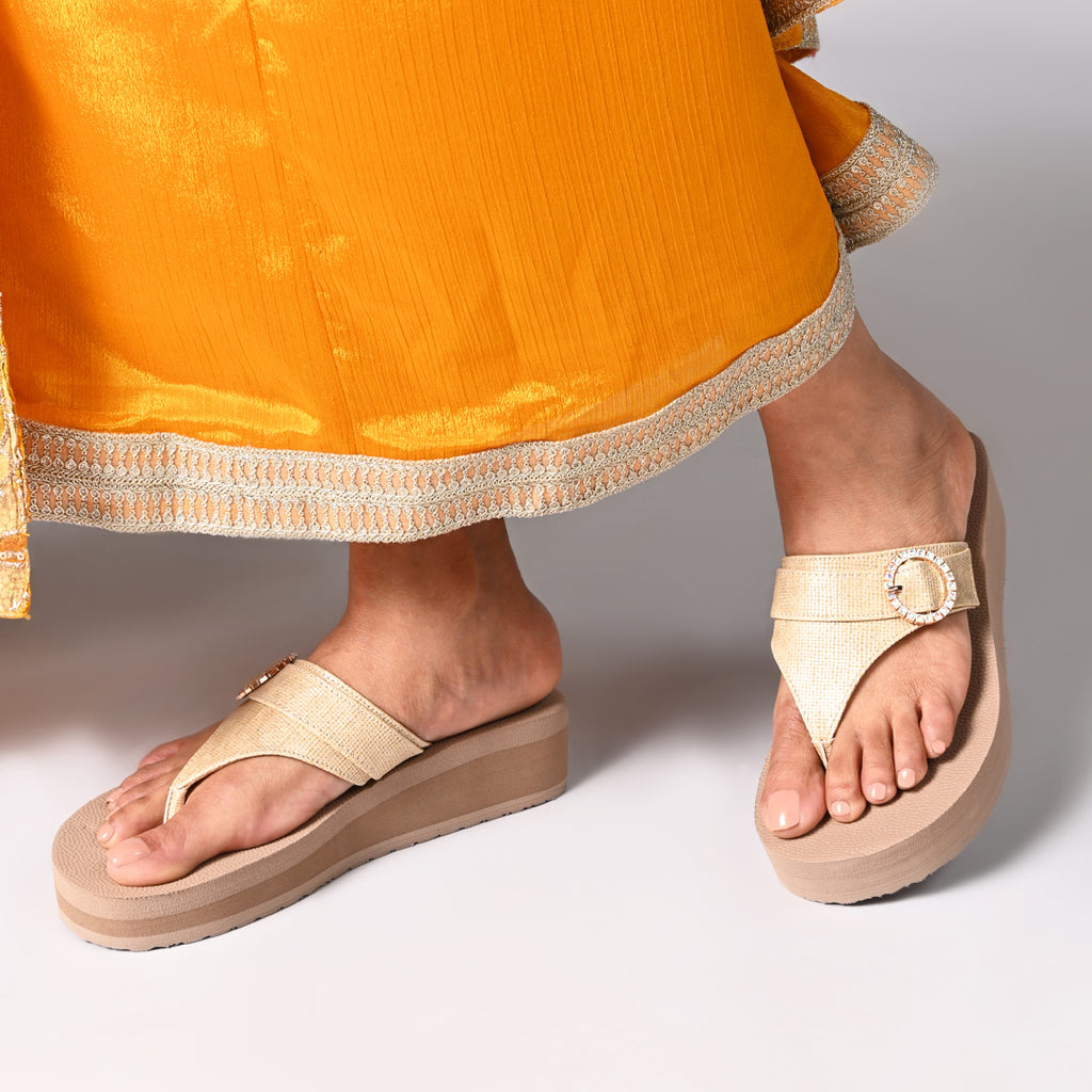Gold Thong Eva Platform