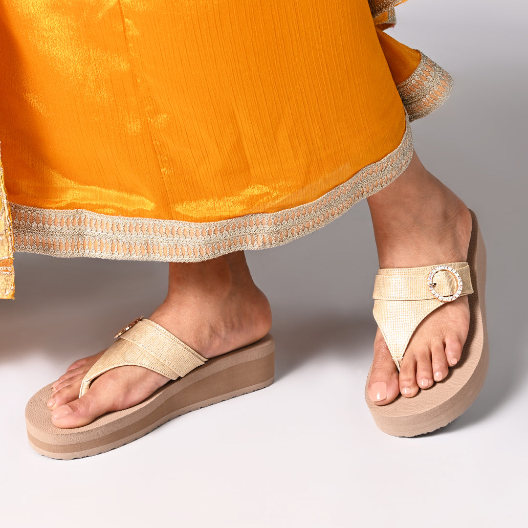 Gold Thong Eva Platform