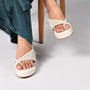 Silver White Beaded Wedge