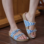 Blue Raffia Slider