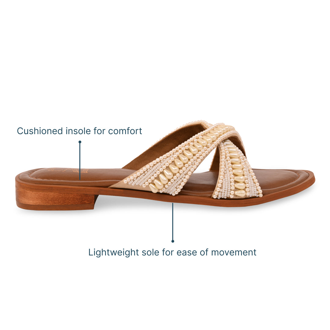 Ivory Pearlescent Tan Flats