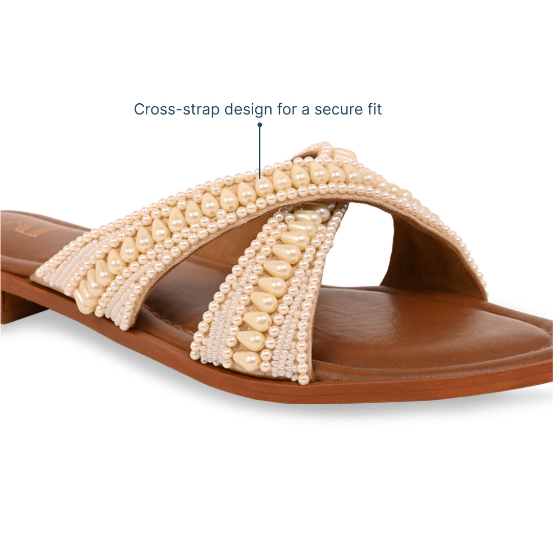 Ivory Pearlescent Tan Flats