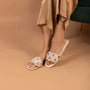 White Beaded Triangle Cream Flat