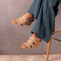 Gold Wavy Beaded Nude Wedge