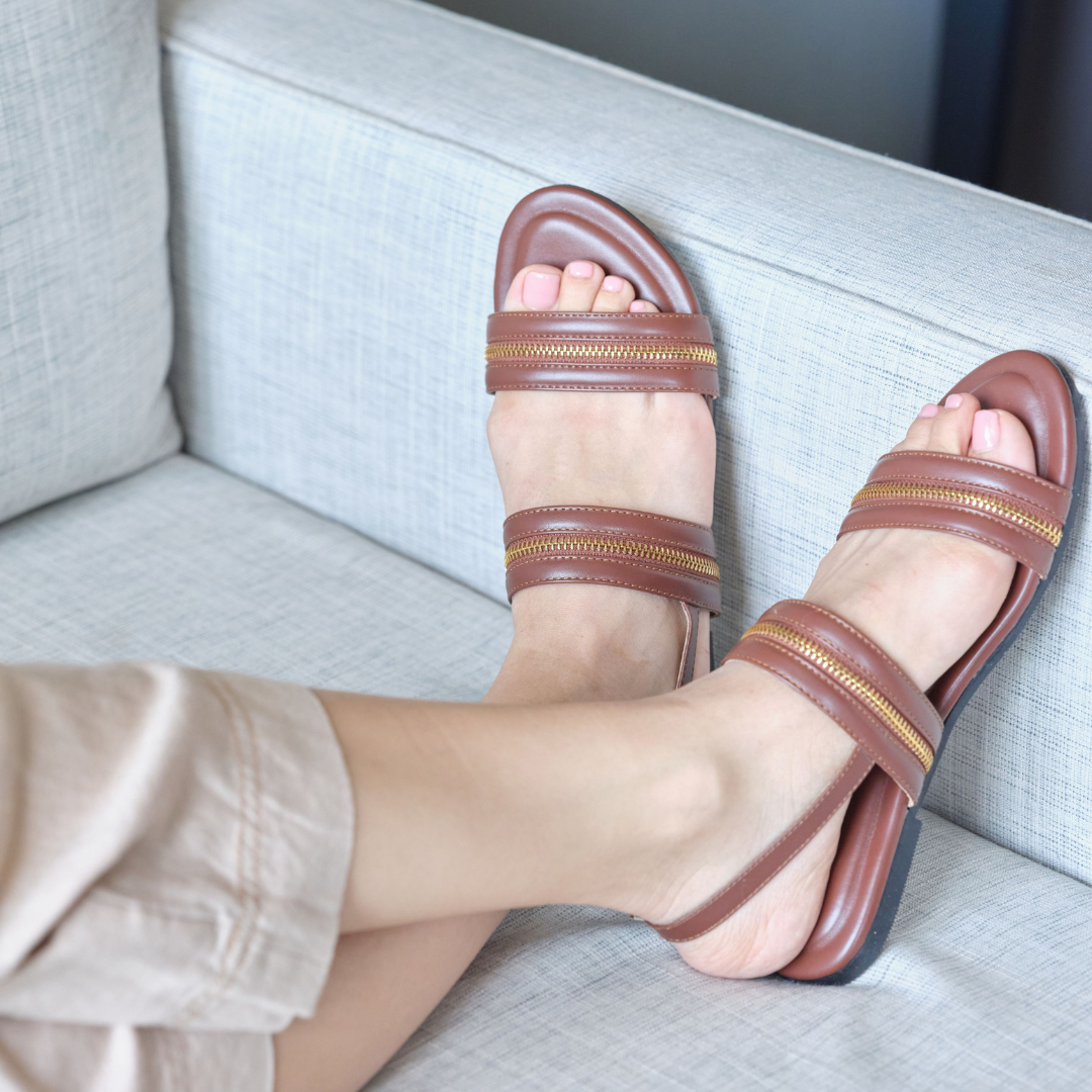 Zipped in Brown Sandals
