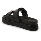 Gold Buckle Strap Black Platform