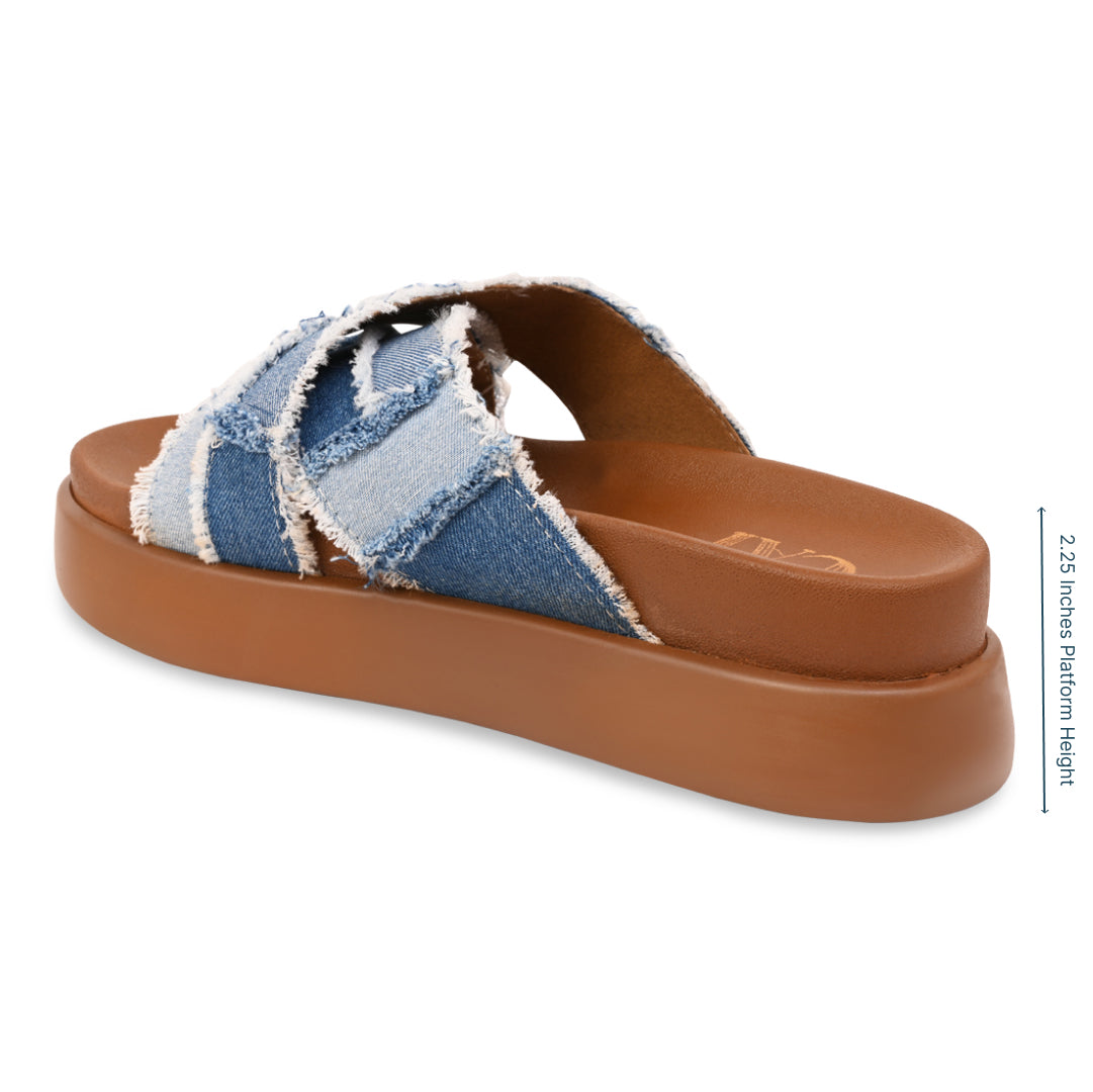 Denim Cross Tan Platform