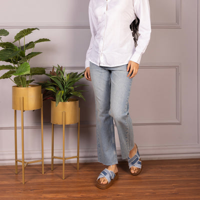 Denim Cross Tan Platform