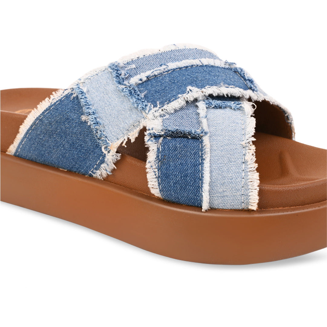 Denim Cross Tan Platform