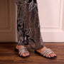 Diamond Lace Three Strap Black Flat