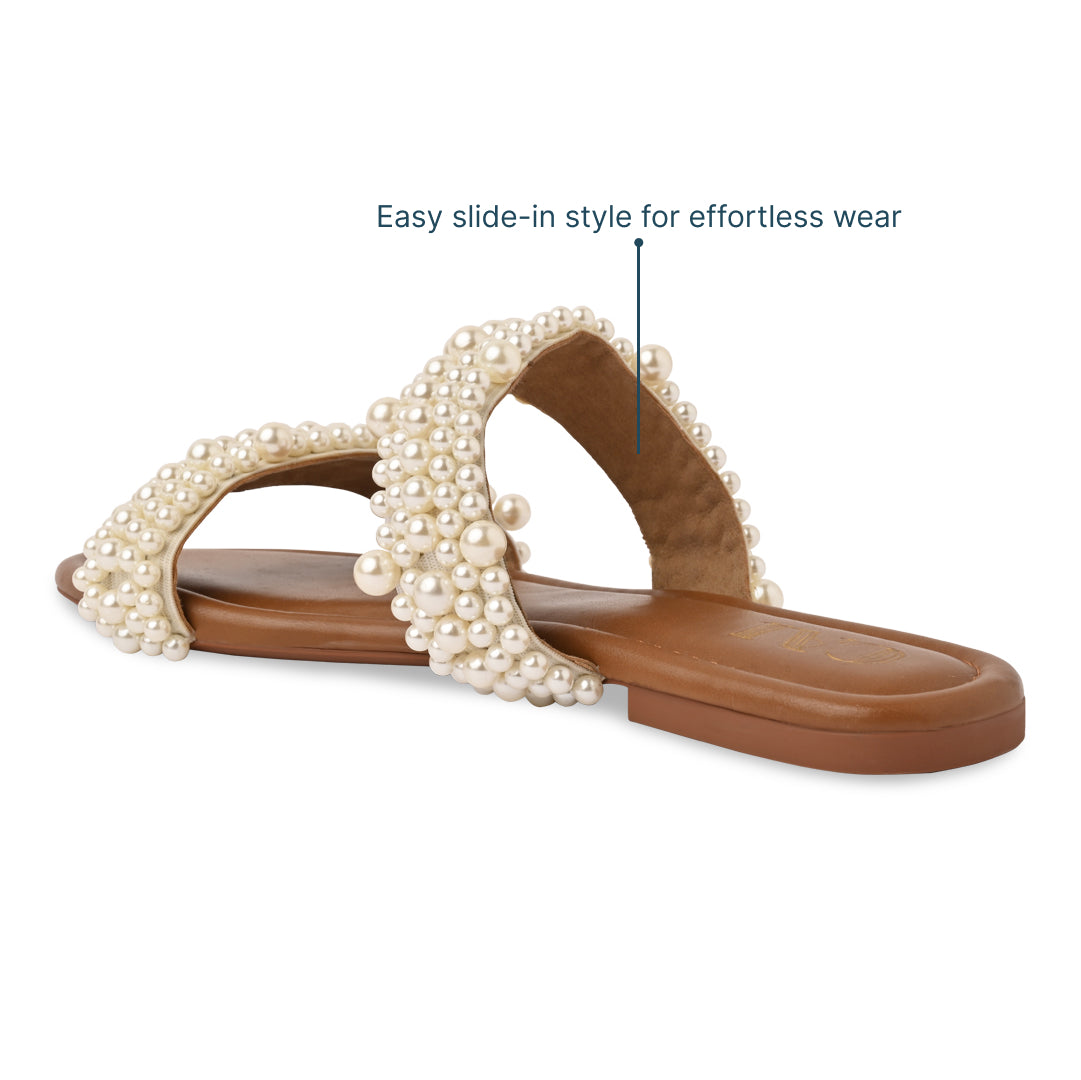 Pearl Bunched Two Strap Flats