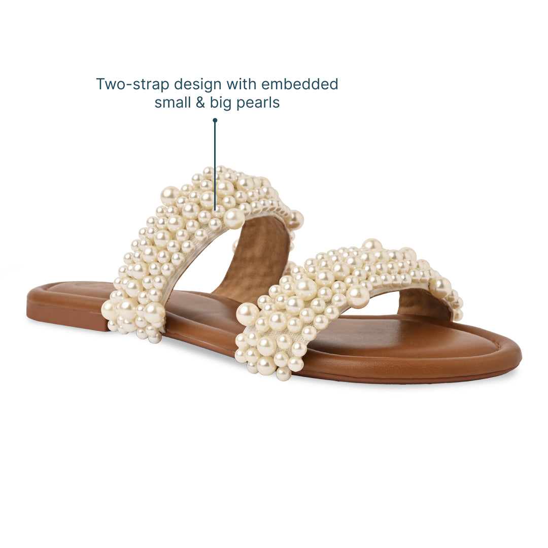 Pearl Bunched Two Strap Flats
