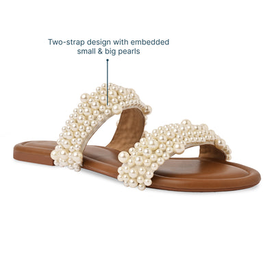 Pearl Bunched Two Strap Flats