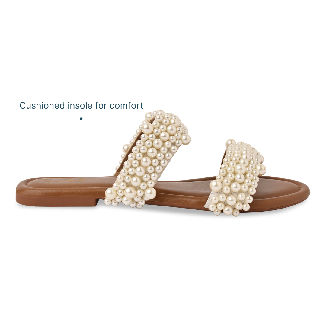 Pearl Bunched Two Strap Flats