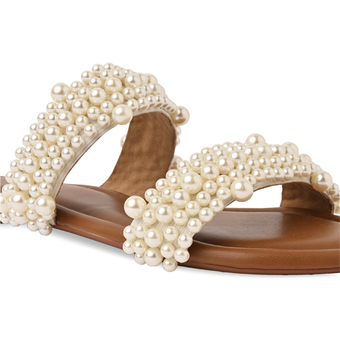 Pearl Bunched Two Strap Flats