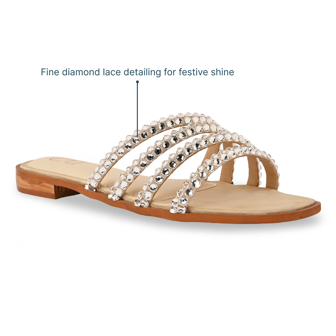Multi Diamond Lace Gold Flat