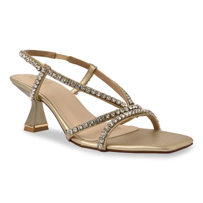 Diamond Stud Ankle Strap Heel