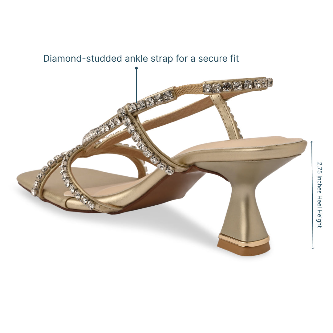 Diamond Stud Ankle Strap Heel