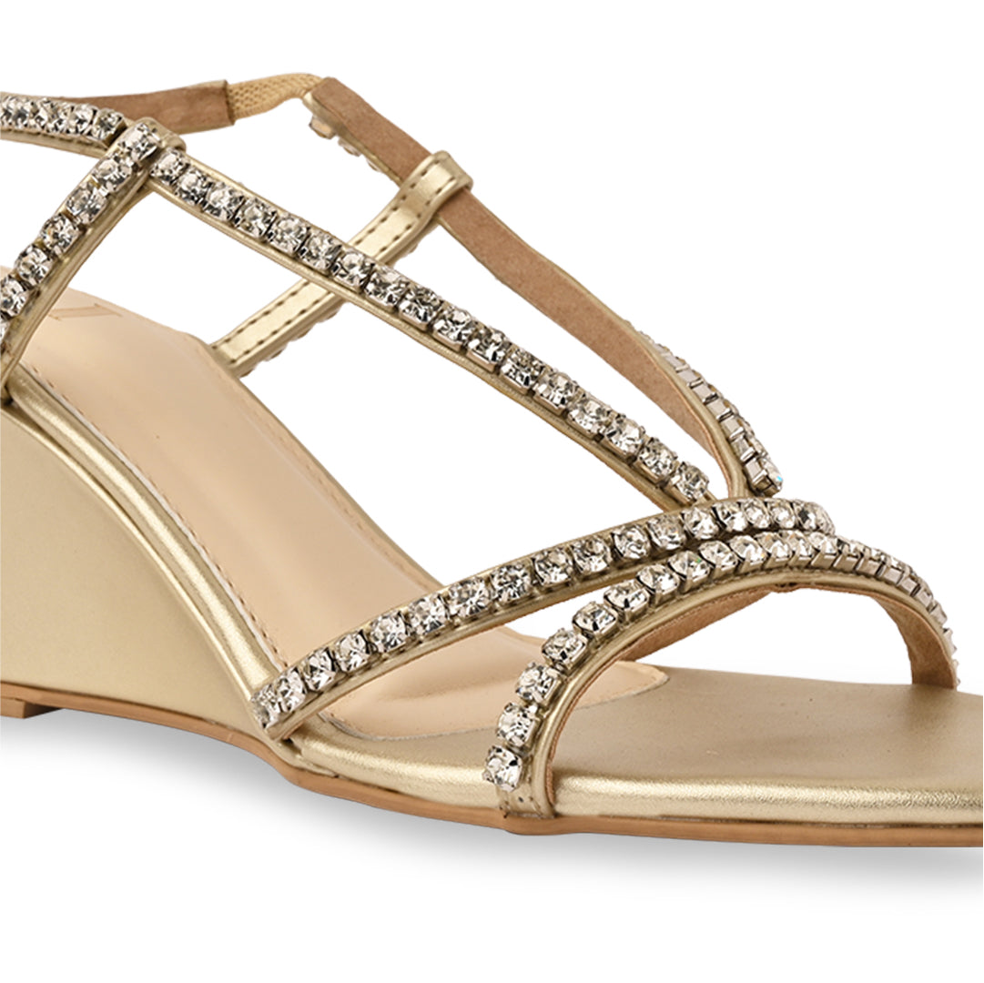 Diamond Stud Ankle Strap Wedge