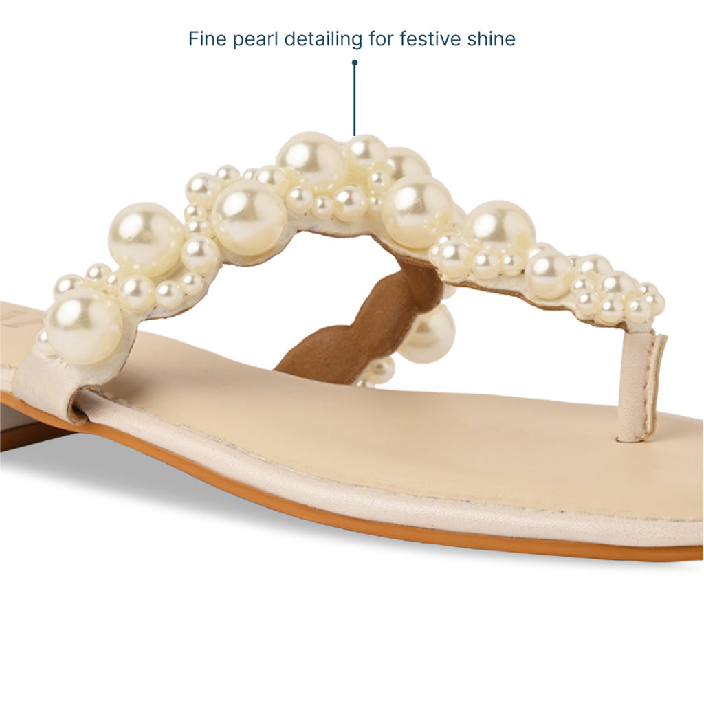 Luna Pearl Cream Flats