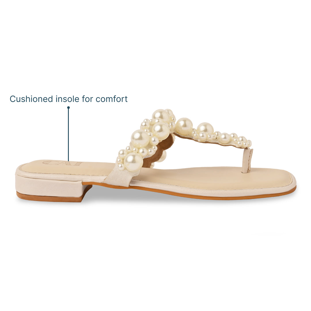 Luna Pearl Cream Flats