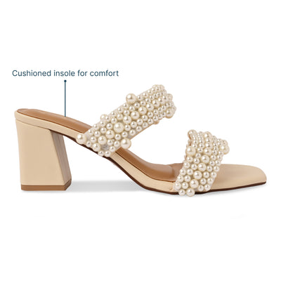 Pearl Bunched Two Strap Heel