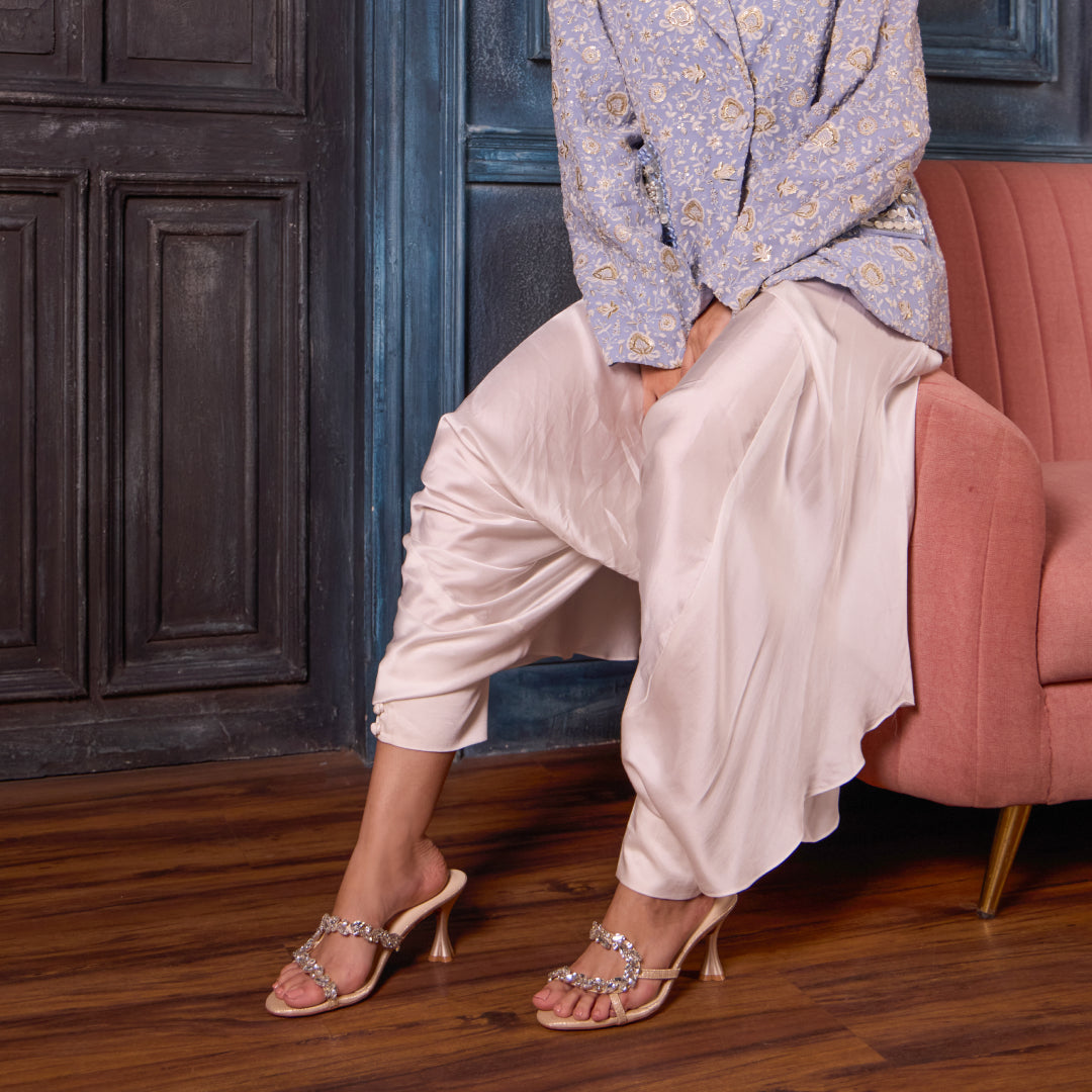 Leaf Strapped Gold Heel