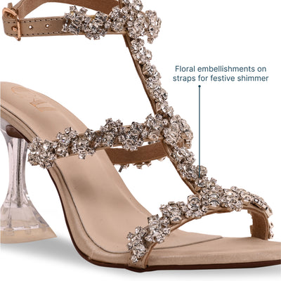 Floral Ankle Strap Heel