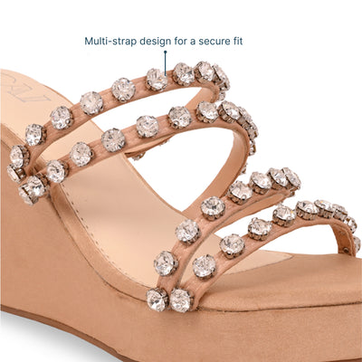 Embellished Stone Straps Rosegold Wedge