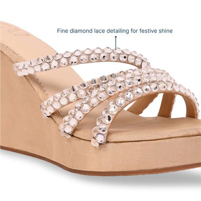 Multi Diamond Lace Gold Wedge