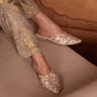 Cream Flower Mule Flat